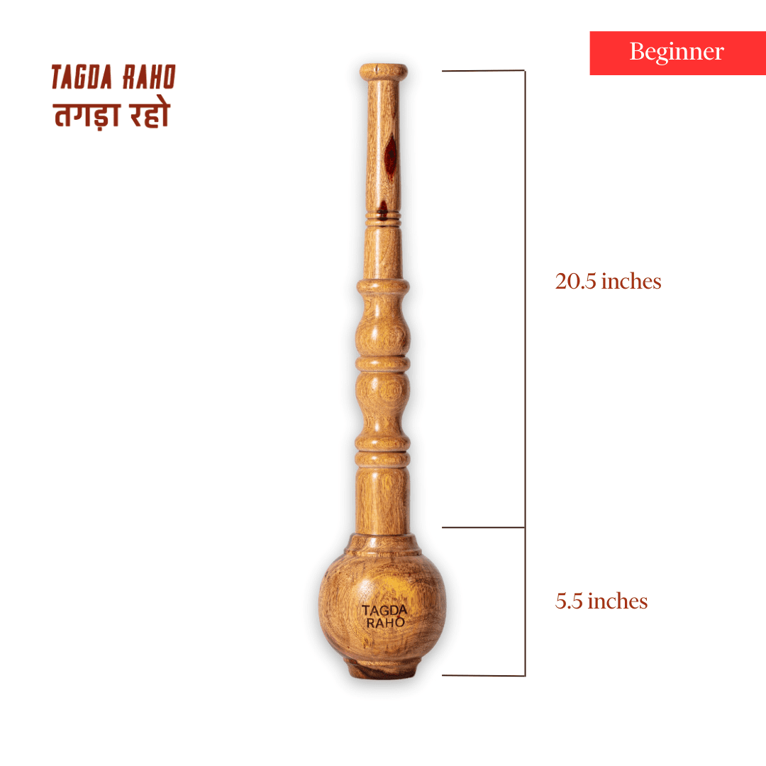 Classic Hanuman Gada – 2 Kg (4 lbs) Wooden Mace +  Free Home Workout Series