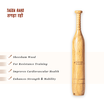 Classic Mudgar Pair - 2 Kg (4 lbs each) Wooden Clubs  + Home Workout Series