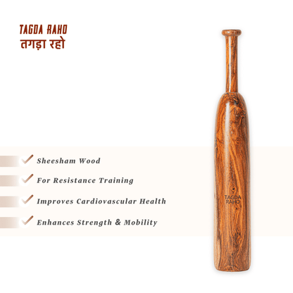 Classic Mudgar - 5 kg (11 lbs) Wooden Club + Free Home Workout Series