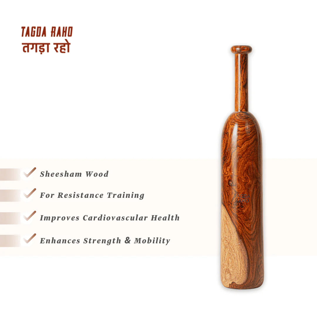 Classic Mudgar - 7 kg (15 lbs) Wooden Club + Free Home Workout Series