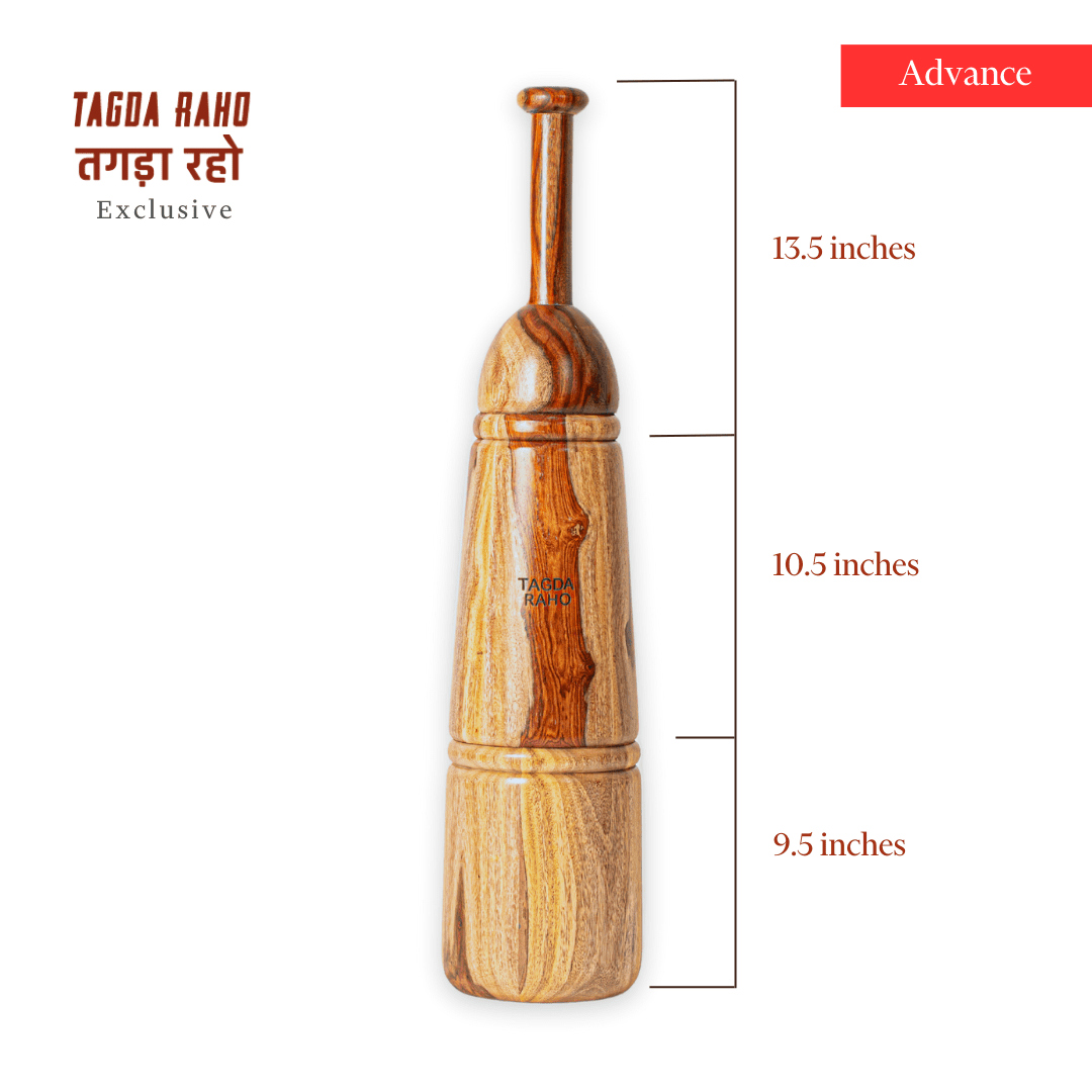 Adjustable Mudgar - 10 kg (22 lbs) Wooden Club + Free Home Workout Series