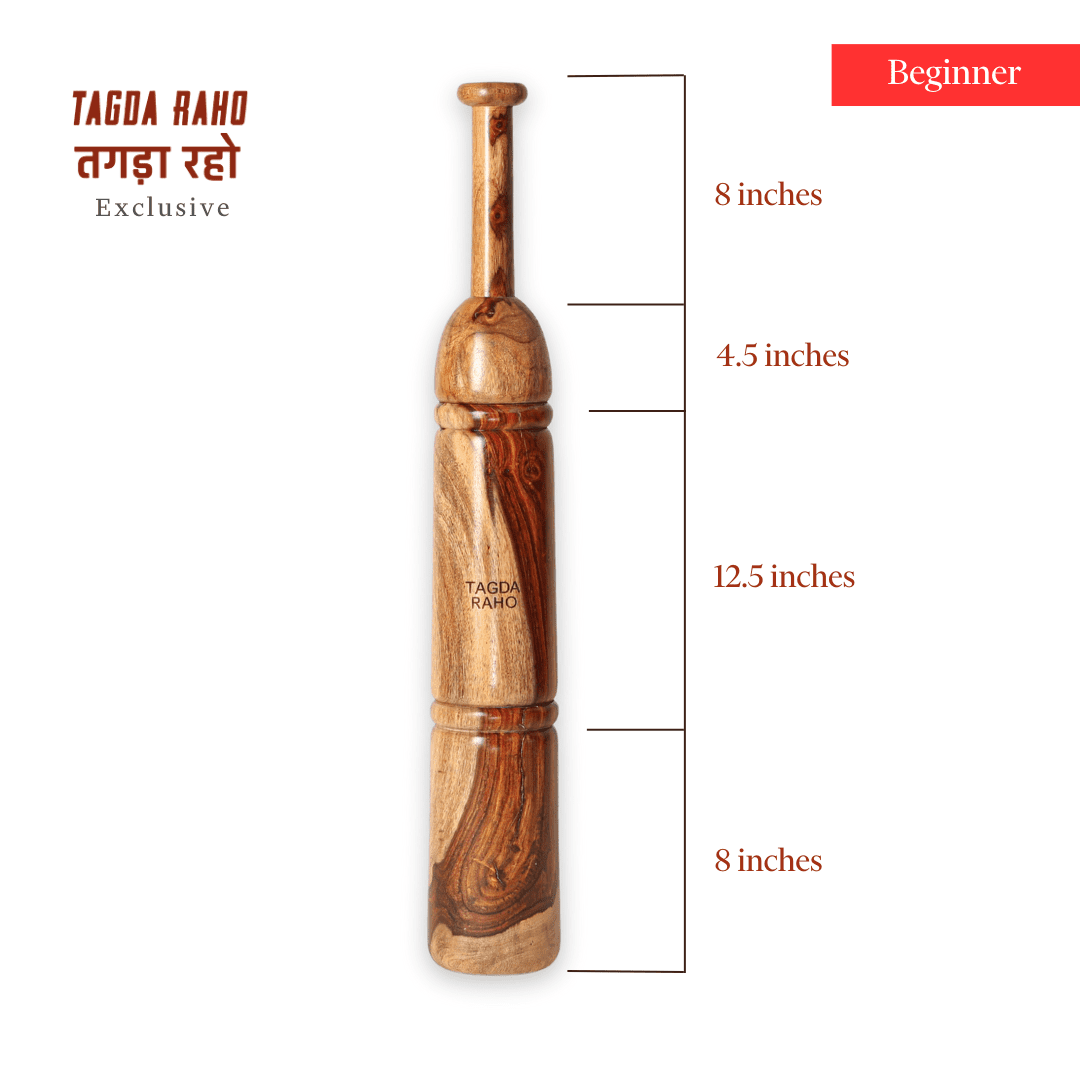 Adjustable Mudgar - 5 Kg (11 lbs) Wooden Club + Free Home Workout Series