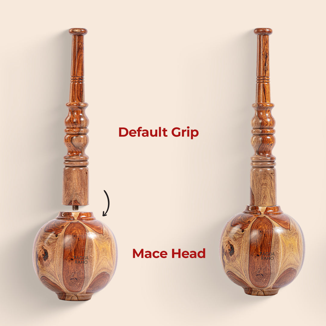 Adjustable Hanuman Gada – 12 kg (26 lbs) Wooden Mace +  Free Home Workout Series