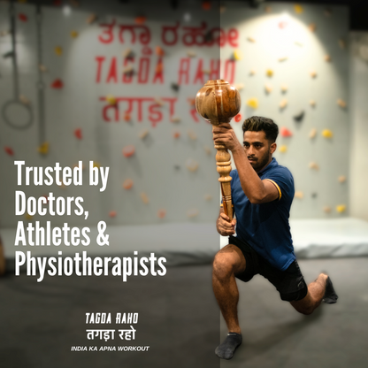 Classic Hanuman Gada – 8 Kg (18 lbs) Wooden Mace +  Free Home Workout Series