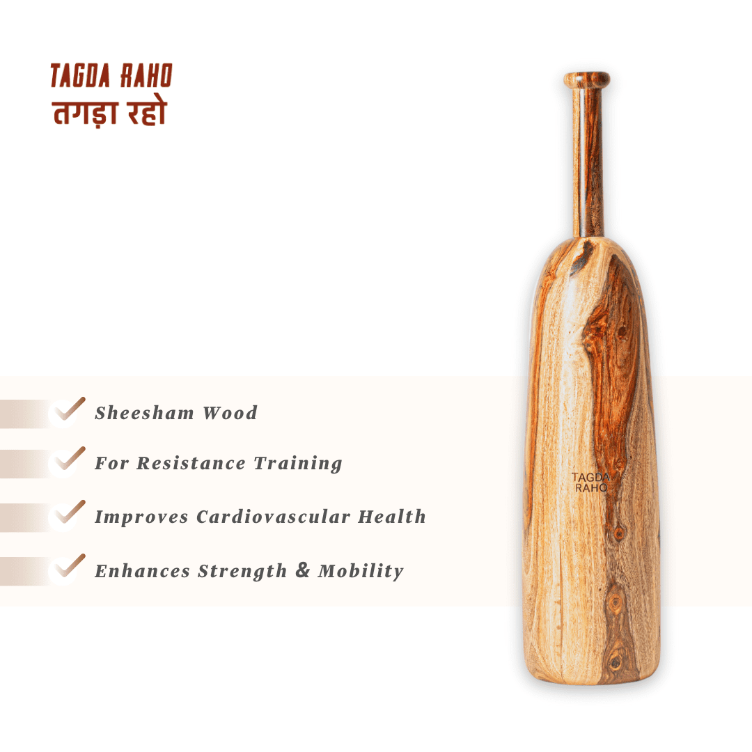 Classic Mudgar - 10 Kg (22 lbs) Wooden Club + Free Home Workout Series