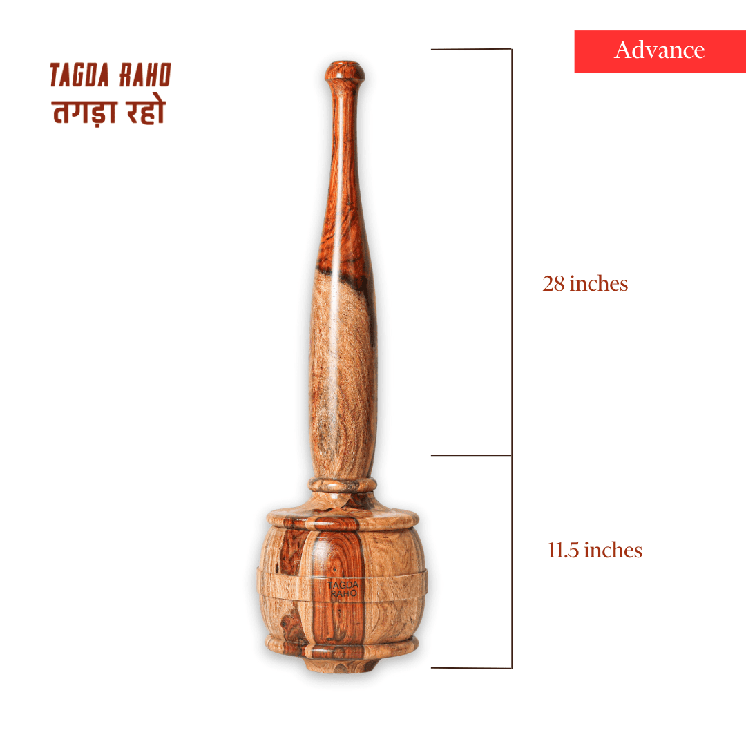 Adjustable Vajra – 12 Kg (26 lbs) Advanced Wooden Mace +  Free Home Workout Series