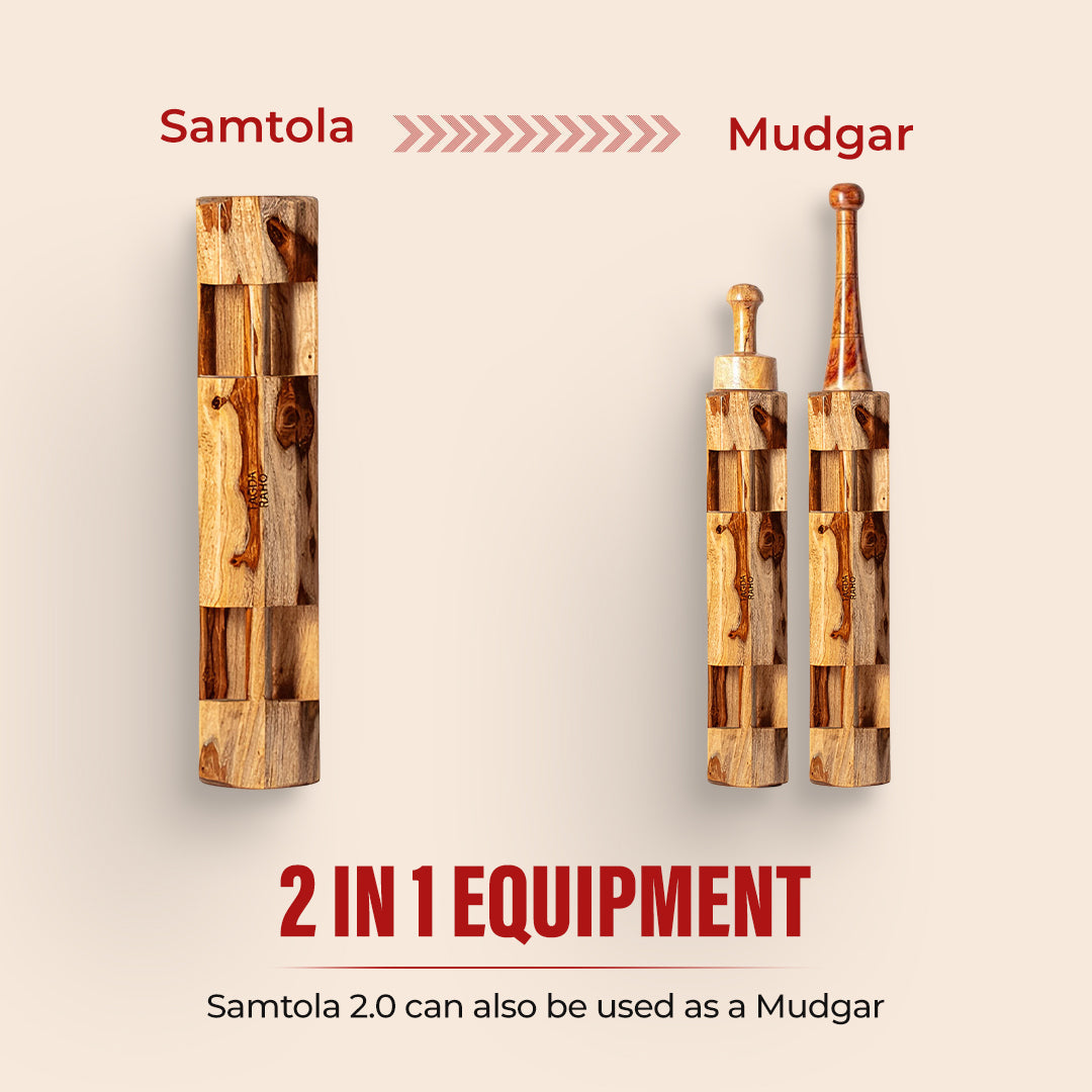 Adjustable Samtola – 12 Kg (26 lbs) Wooden Maceball Bar +  Free Home Workout Series