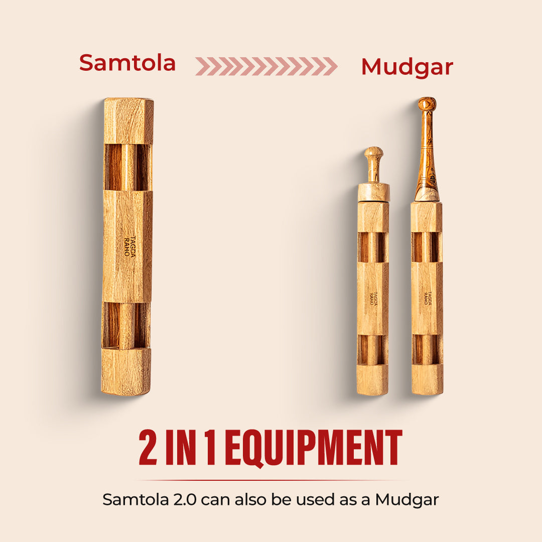 Adjustable Samtola – 5 Kg (11 lbs) Wooden Maceball Bar +  Free Home Workout Series